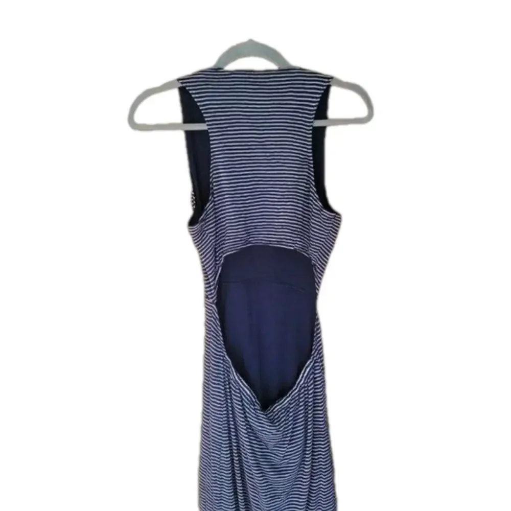 Sanctuary Striped Maxi Dress Sleeveless Open Back- Navy/White - Picture 3 of 5